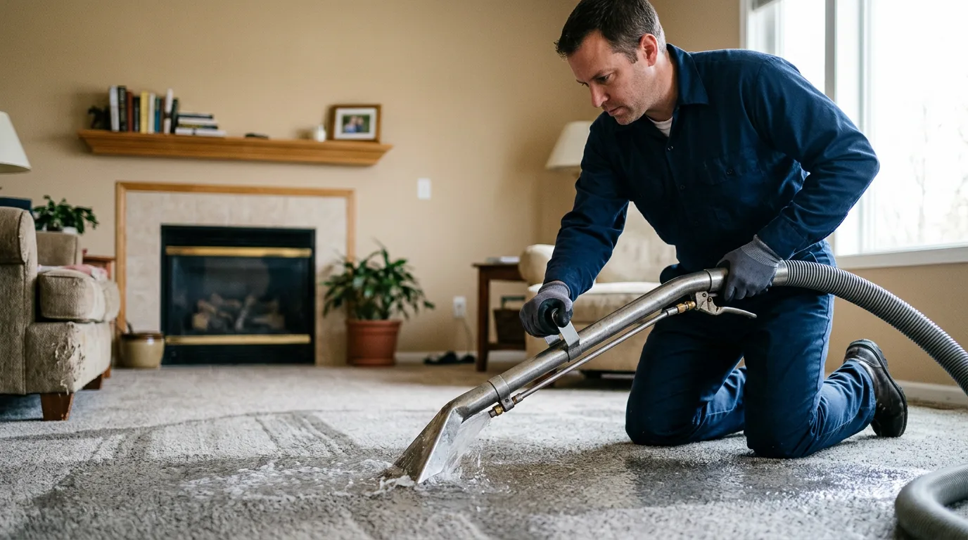 Water damage restoration technician working near Harrisville, MS